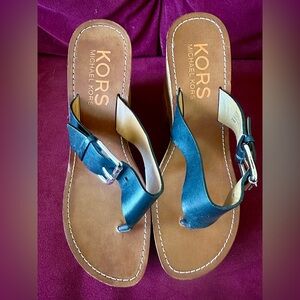 Michael Kors Black Vintage Wedge Women's Sandals size 9 1/2